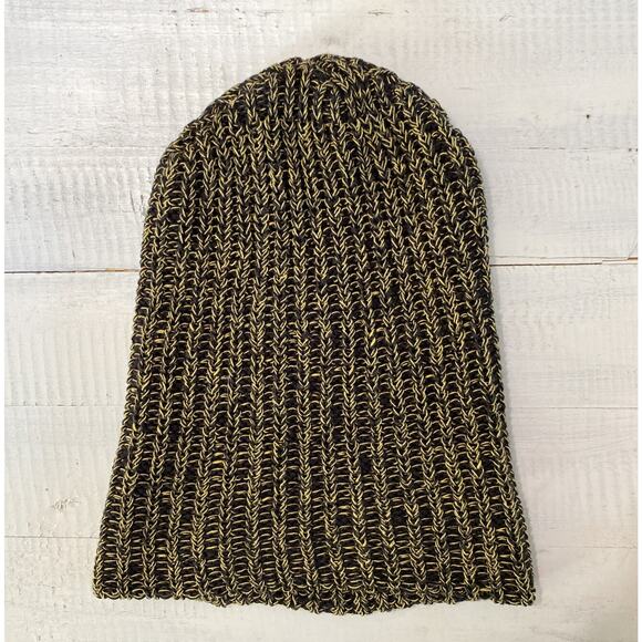 Love Your Melon Woven Knit Beanie Slouch Hat Black & Gold Pitsburgh Steelers NFL - Picture 6 of 11